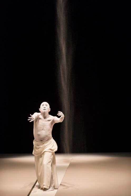 Ushio Amagatsu, founder and choreographer of the Japanese Butoh Company Sankai Juku performs in the 'Atokata: Imprints' section of his 'Umusuna: Memories Before History' in the 2015 Next Wave Festival at the BAM Howard Gilman Opera House, CREDIT: Photograph © 2015 Jack Vartoogian/FrontRowPhotos. ALL RIGHTS RESERVED.